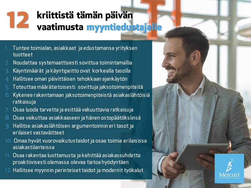 12 kriittistä tämän päivän vaatimusta myyntiedustajalle